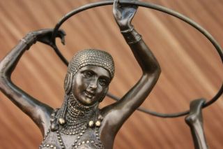 Vintage French Art Deco Bronze amp; Marble Sculpture of Dancer Chiparus Figurine 4