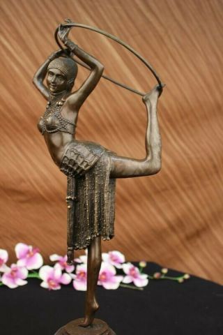 Vintage French Art Deco Bronze amp; Marble Sculpture of Dancer Chiparus Figurine 6