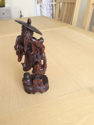 Wooden Carved Figure Of Man Carrying Fish - Chinese Or Japanese?