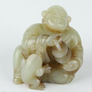 Antique Chinese Jade Carving Mythology Figure And Toad Statue