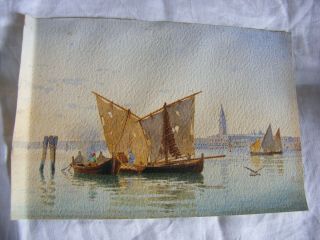 ANTIQUE WATERCOLOUR PAINTING OF VENICE MONOGRAM SIGNED SB OR JB ? PAPER 10 