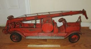 Antique 1929 Keystone Packard Pressed Steel Toy Water Pump Tower Fire Truck 32 "