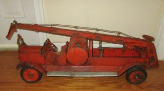 Antique 1929 Keystone Packard Pressed Steel Toy Water Pump Tower Fire Truck 32 