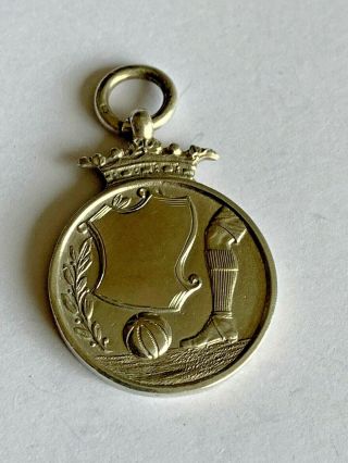Antique 1924 Sterling Silver Football Un - Engraved Pocket Watch Chain Fob Medal
