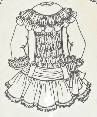 17 - 18 " (or) 20 - 21 (or) 23 - 24 " Antique French - German Doll Low Waist Yoke Dress Pattern