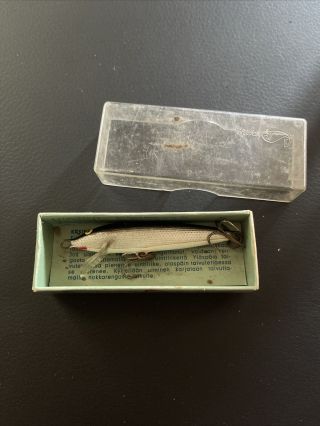 Vintage Rapala Wobbler Finnish Minnow Fishing Lure 7 S Hopea Silver Kelluva Box