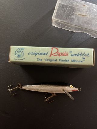 Vintage Rapala Wobbler Finnish Minnow Fishing Lure 7 S Hopea Silver Kelluva Box 2