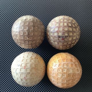 4 X Dunlop Mesh Golf Balls,  Circa 1920’s,  Antique,  Collectable.