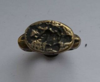 Late Medieval Islamic Ottoman Bronze Gilded Seal Ring 1400 - 1500 Ad