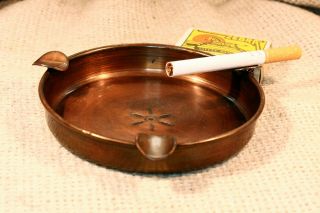 Antique Vintage Handmade Wrought Copper Ashtray 2