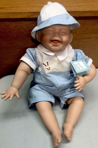 Porcelain Baby Doll The Ashton Drake Galleries " Tickles " 1992 With Tag Iob