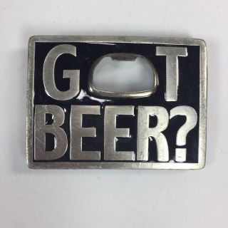 “got Beer” Black Enameled Belt Buckle With Bottle Opener 1999 Bergamot