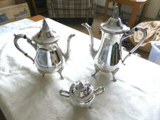 Antique Viners Silver Plated Coffee & Tea Pots And Sugar Bowl 1630235/247