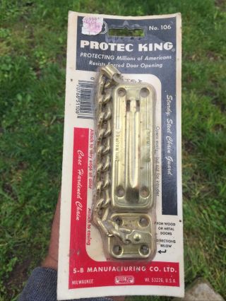 Vintage Protec King S - B Mfg Co No 106 Door Chain Guard Lock - Nip Nos