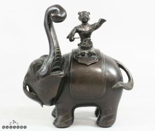 Antique Chinese Qing Dynasty Bronze Elephant Censer