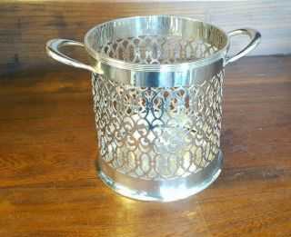 Antique Silver Plated Open Fretwork Bottle Holder By William Hutton & Sons
