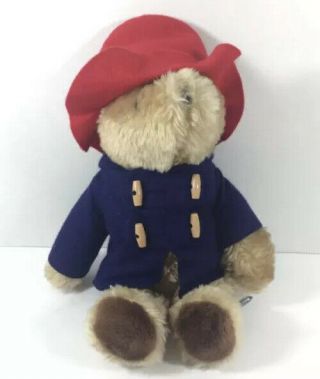 Vintage Eden Paddington Bear Plush 1981 Stuffed Animal Blue Jacket Red Hat 14”