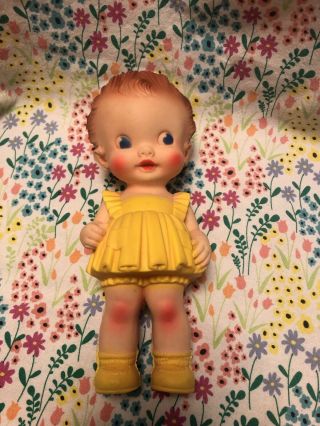 Vintage 1950’s Sun Rubber Co.  Squeaker Toy Girl Doll Ruth Newton Squeaks
