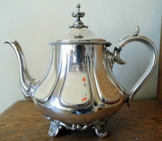 Antique 1851 - 79 James Dixon Sheffield Silver Plated Tea Pot 4 Rococo Feet