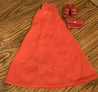 Vintage 1974 Bionic Woman Red Dazzle Evening Dress W/red Shoes & Handbag Kenner