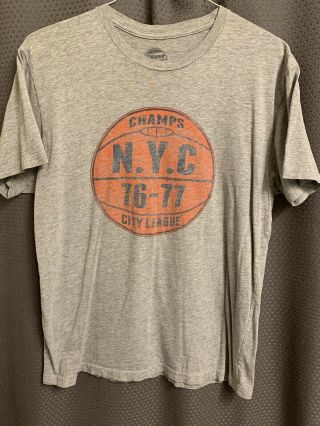 Men’s Size Large Vintage Nyc Basketball Grey T - Shirt York 70s