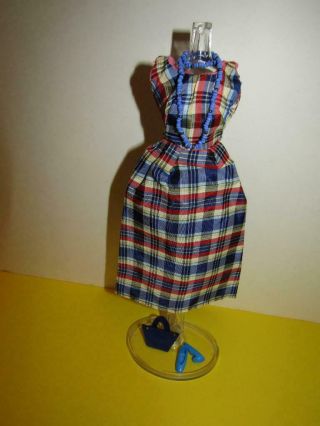 Vintage Barbie Clone Plaid Lined Satin Dress Necklace Purse Heels Premiere?