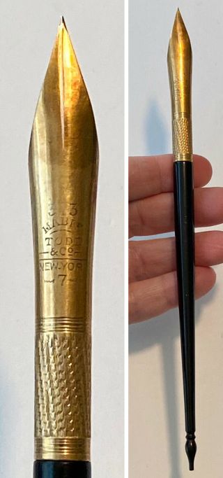 Antique 313 Mabie Todd & Co York Solid 14k Gold Nib 7 Dip Fountain Pen