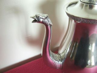 Vintage St.  Medard Silver Plated Coffee Pot with Pheasant Head Spout. 2