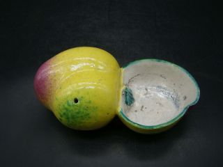 Chinese 19th Century Yellow Green Pink Glazed Ink Well X4185