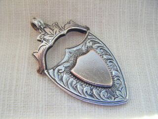 Antique Sterling Silver And Rose Gold Shield Fob/pendant Birmingham 1915
