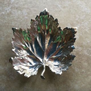 Vintage Gianmaria Buccellati Sterling Silver Leaf Trinket Dish,  Made In Italy