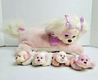 Vintage Hasbro Puppy Surprise Plush Dog 1991 Pink Purple W 4 Babies Stuffed Toy