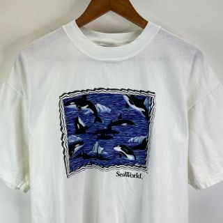 Vintage 90s Sea World Florida Shamu Killer Whale T Shirt Sz Xl Orca