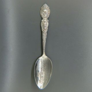 Fort Mackinac Indian Chief & Papoose Sterling Souvenir Spoon Circa 1890 