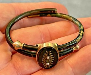 Antique Victorian Gold - Tone And Enamel Mourning Bracelet (for Repair)