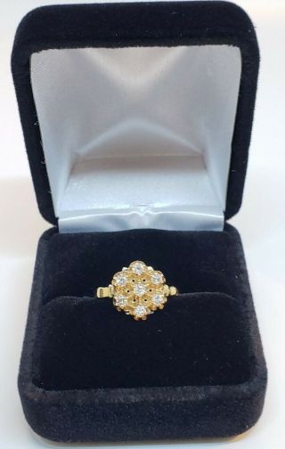 Antique 14 kt yellow gold ladies diamond 1/3 carat cluster ring 6 3/4 4