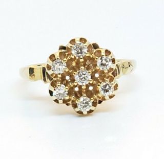 Antique 14 kt yellow gold ladies diamond 1/3 carat cluster ring 6 3/4 5