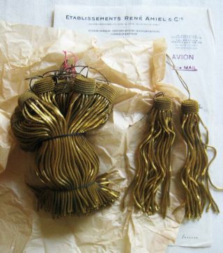 Price 4 Vintage/antique French Dark Gold Metallic Bullion 4 " Tassels