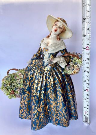 Antique Italian FABRIS Signed Numbered Lady with Baskets and Flowers Figure 4