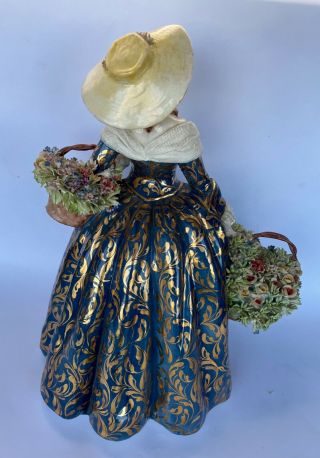 Antique Italian FABRIS Signed Numbered Lady with Baskets and Flowers Figure 6