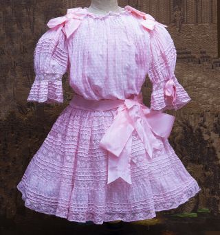 Antique French Dress And Underwear For Large Doll 28 - 30in