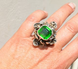 Antique Massive Green Man Sterling Silver Ring