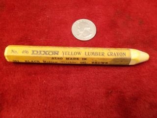 Rare Old Vtg Antique? " Dixon " Yellow Lumber Crayon/wax Pencil,  Made Jersey City