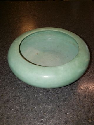 Antique Arts & Crafts Teco Pottery ? Matte Green Vase/bowl