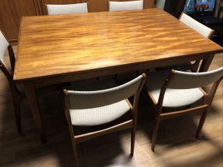 Vintage Danish Teak Draw Leaf Dining Table And 6 Chairs