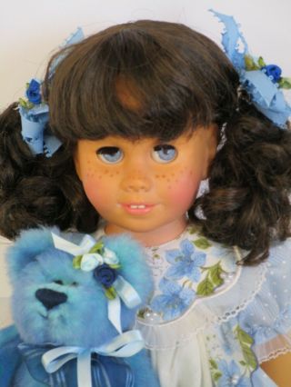 Restored Mattel Chatty Cathy Brunette Pigtail Blue Dot Baby Doll Dress Talks