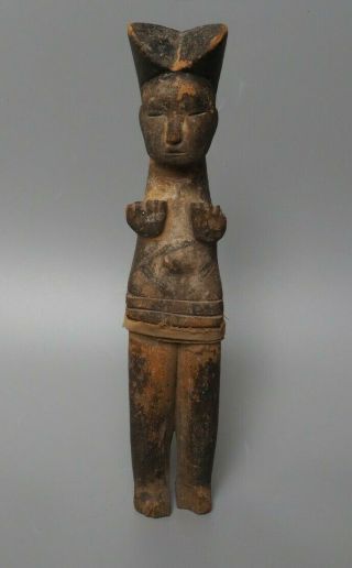 Good Old Antique West African Tribal Art Carved Wooden Nigerian Ibibio Doll Fig