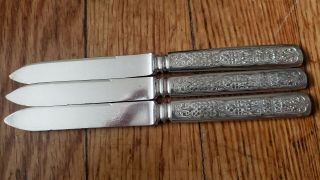3 Antique,  Vintage Collectible Fruit Knives 6 " Wm Rogers Silver Plate - 12 Dwt