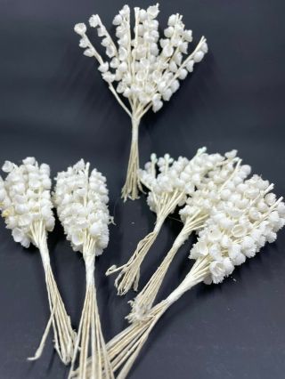 6 Bunches Of Vintage Millinery Flower Lily Of The Valley White 12p Ea.  72pcs.