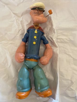 Antique Popeye 1935 King Features Large 14 " Composition Jointed Figure W/pipe